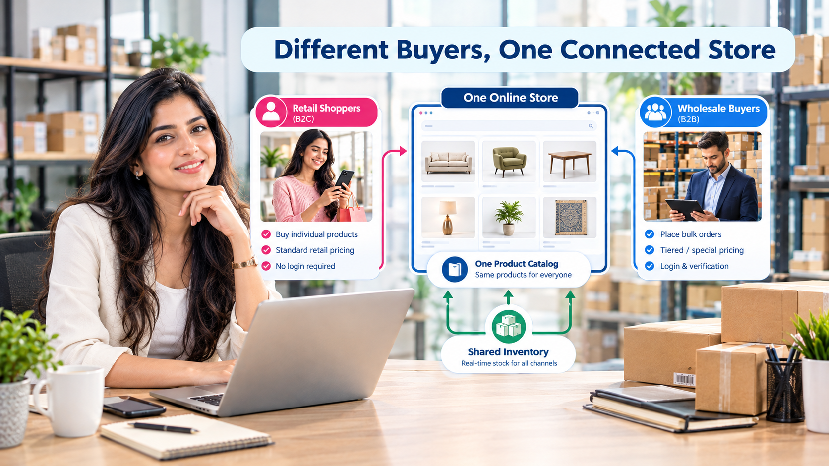 Comparison of running wholesale and retail on one store versus two separate stores
