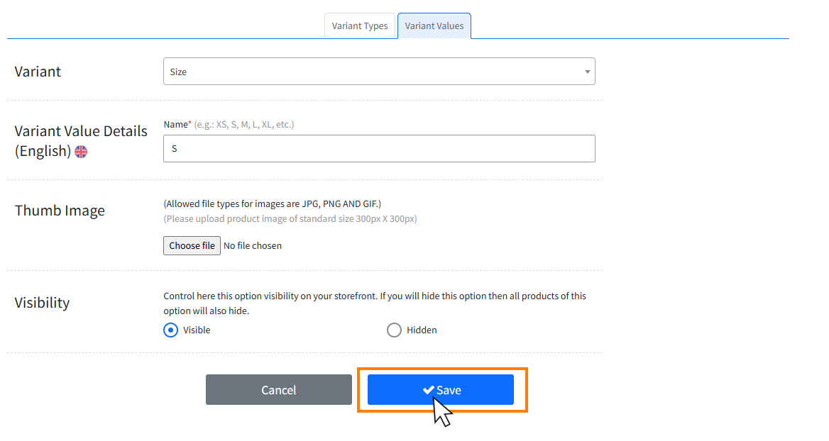 Add Variant Values