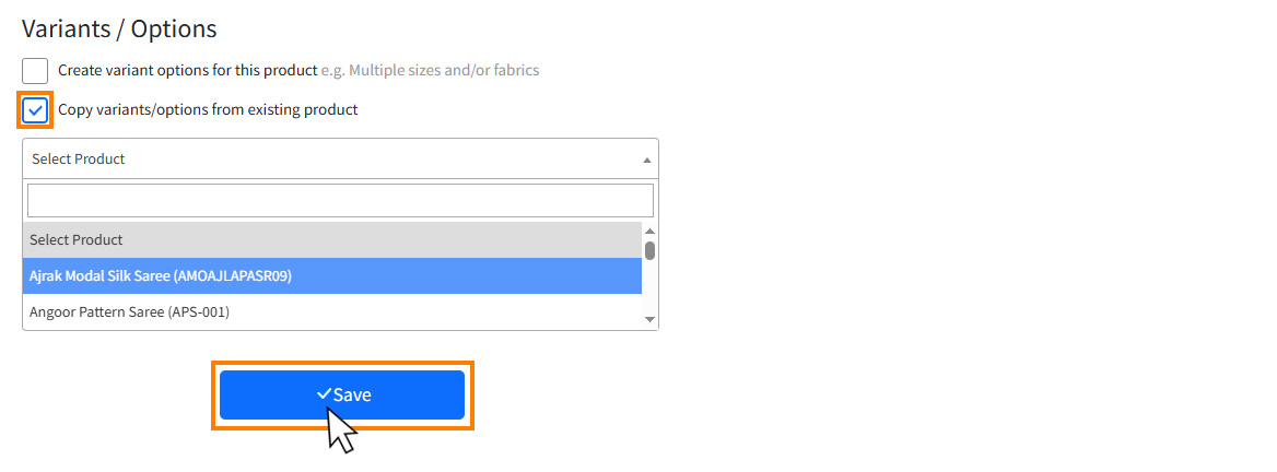 Copy Variants from Another Product