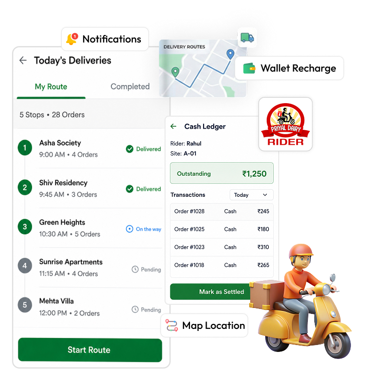 Rider App — Site-Based Delivery Management