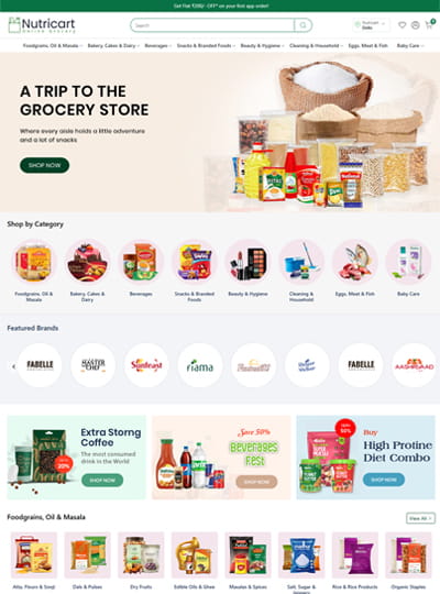 Nutricart theme for a food, grocery and nutrition online store