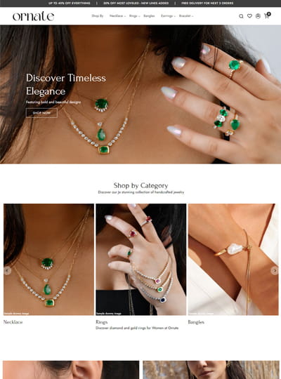Ornate theme for a jewellery and accessories online store