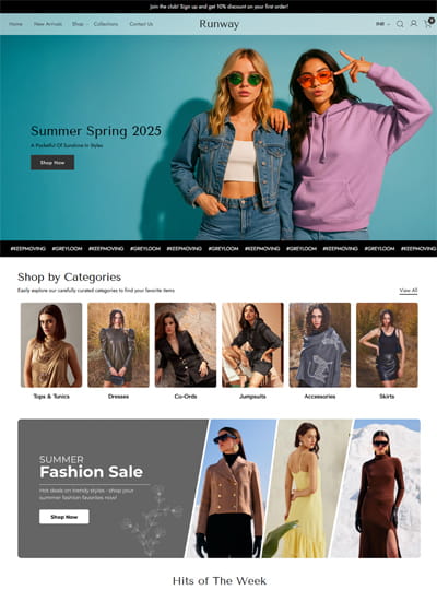 Versatile theme for a clothing and fashion online store