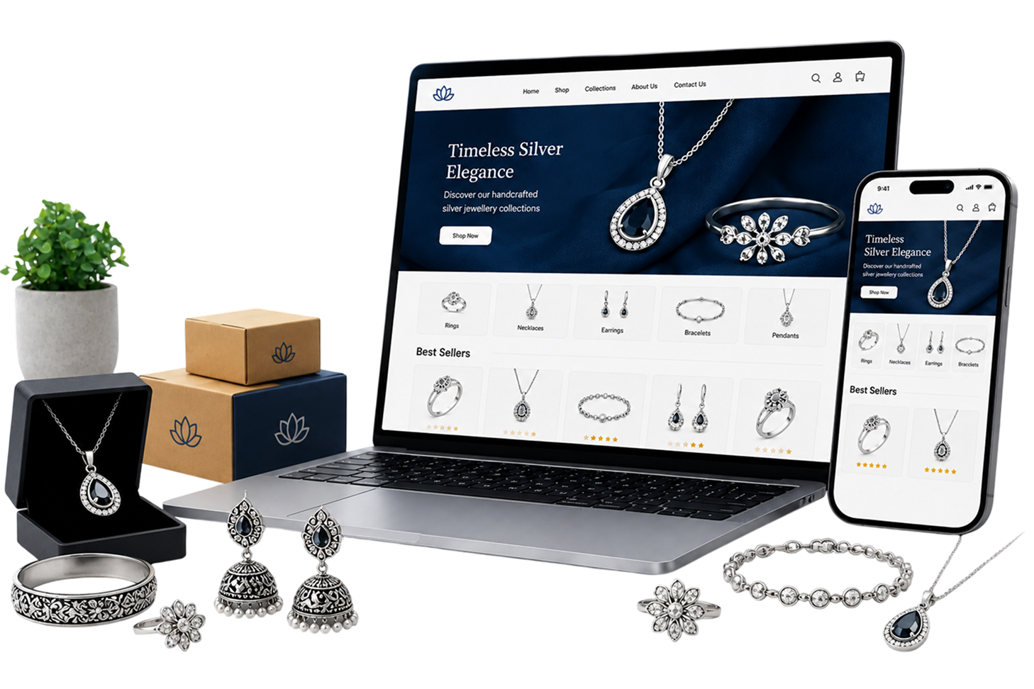 Silver Jewellery Ecommerce Software by Shopaccino