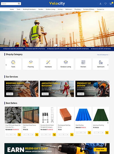 Velocity theme for an automotive and industrial online store