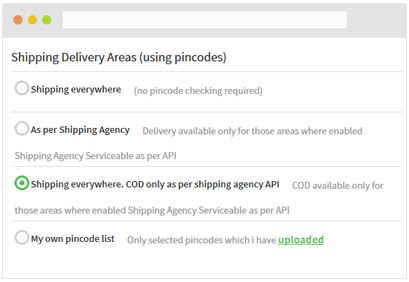 Online business shipping options